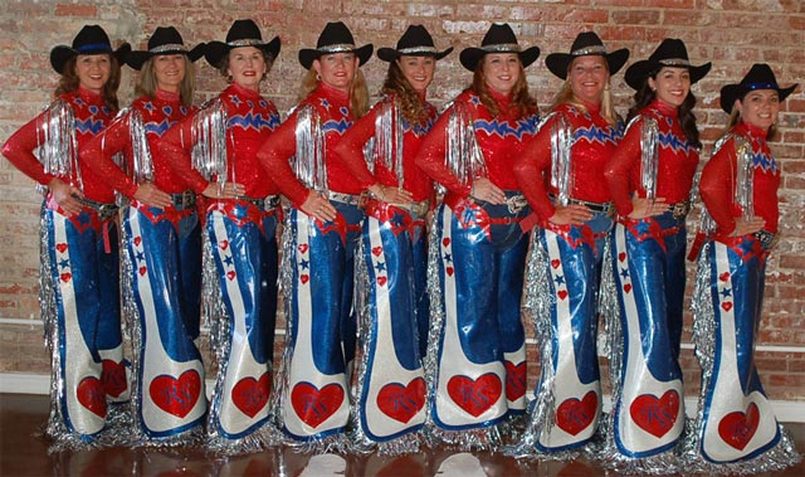 The Rodeo Sweethearts in their western chaps by Hitch-N-Stitch