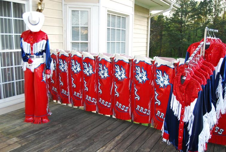 Red River Shooting Stars Equestrian Drill Team - Western Chaps & Fringed Western Shirts by Hitch-N-Stitch Customer Show Apparel
